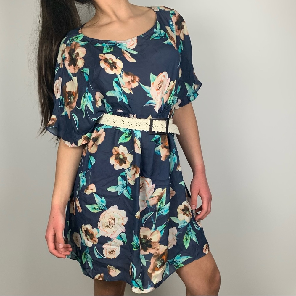 Stone Cold Fox 100% Silk Floral Smock Sheer Dress